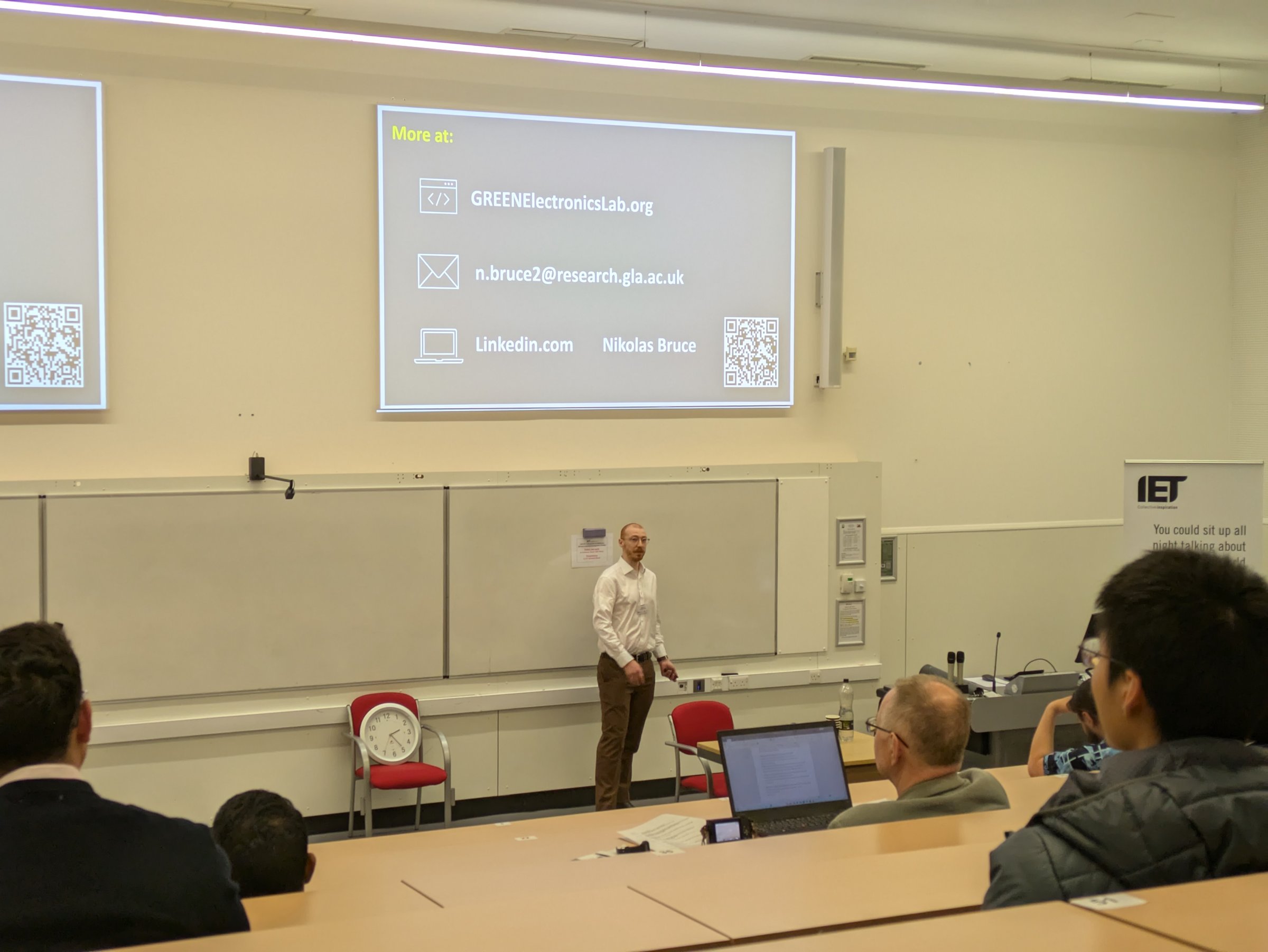 Nikolas Bruce presenting at an IET event