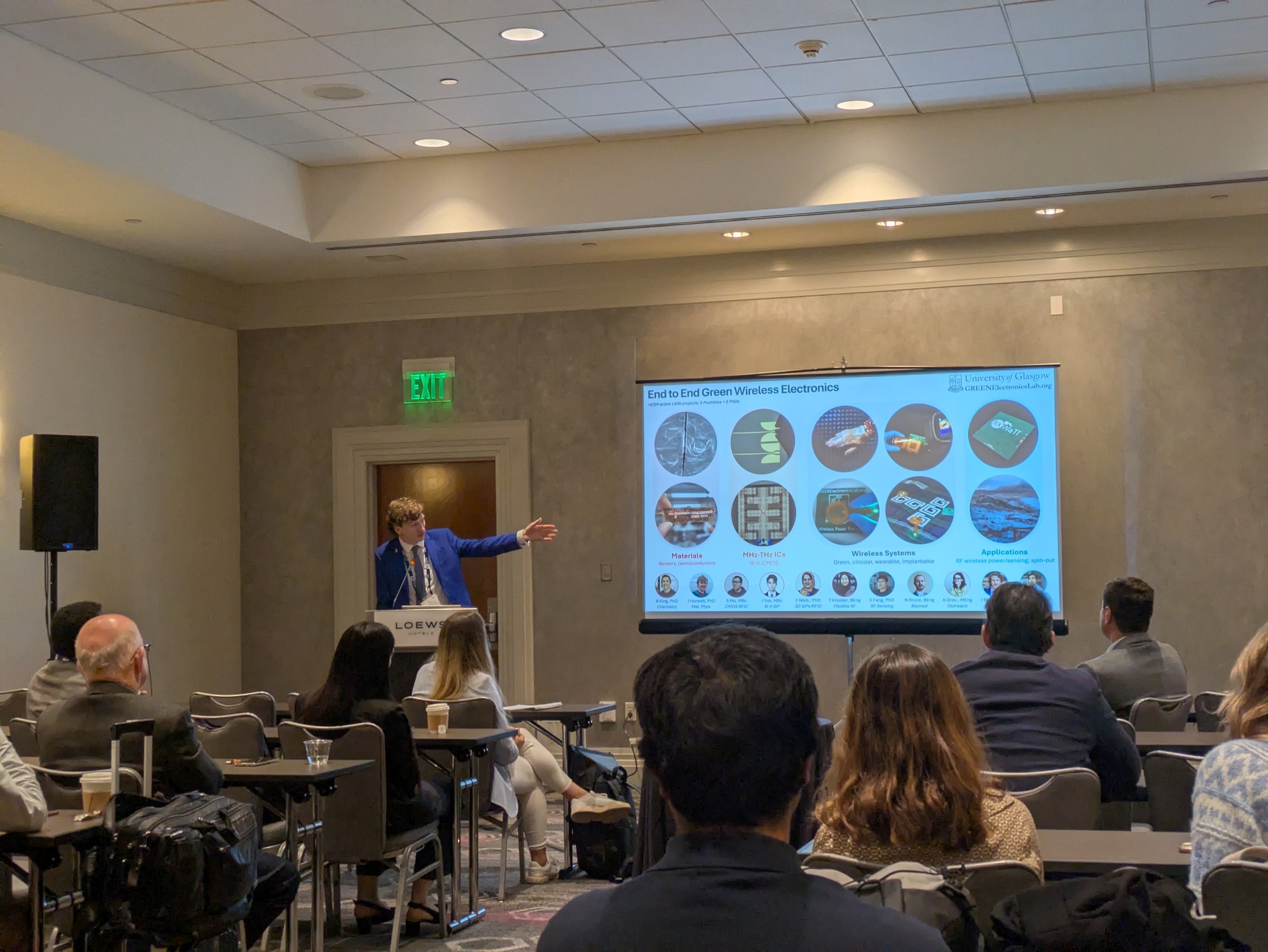 James presenting research